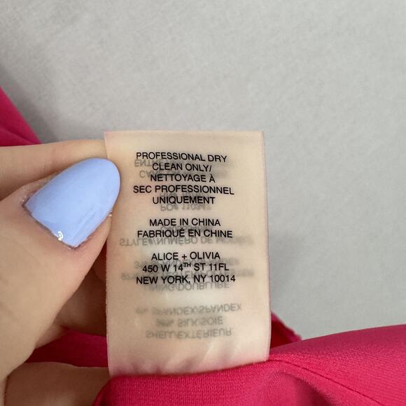 Alice + Olivia Fierra Dress Womens Large Pink Silk Blend Mini Slip Deep V-Neck - Picture 12 of 12